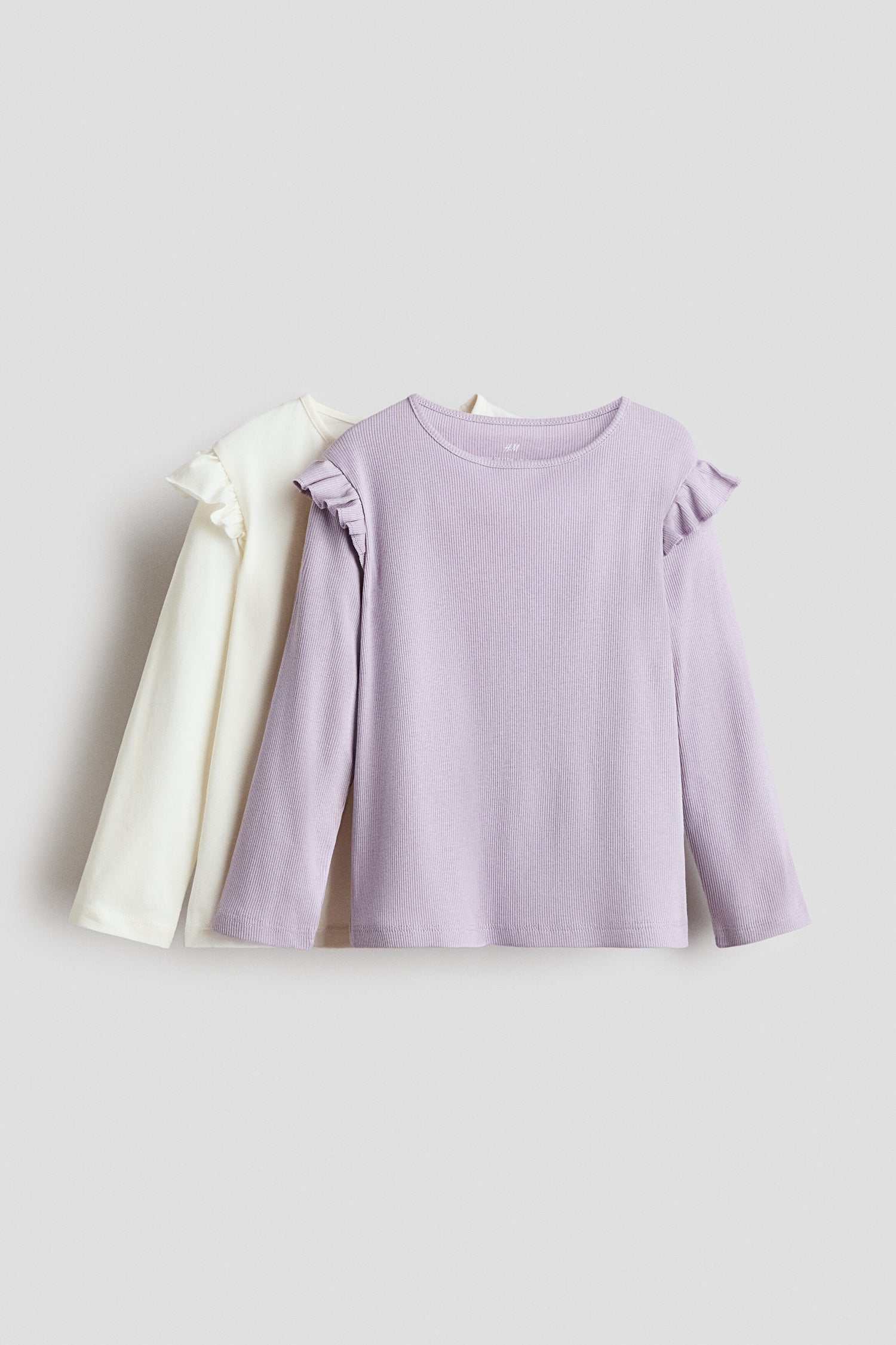 2-pack frill-trimmed jersey tops - Purple White / 1.5-2 Years