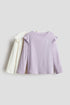 2-pack frill-trimmed jersey tops - Purple White / 1.5-2 Years