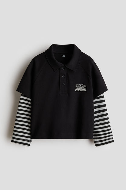 Printed layered polo shirt