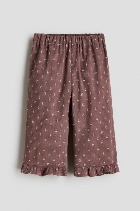 Frill-trimmed cotton trousers