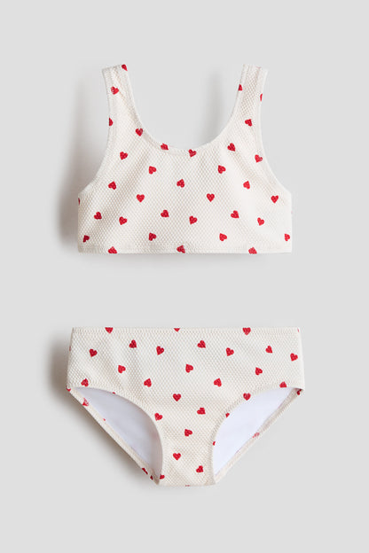 Textured bikini - Cream Hearts / 2-4 Years