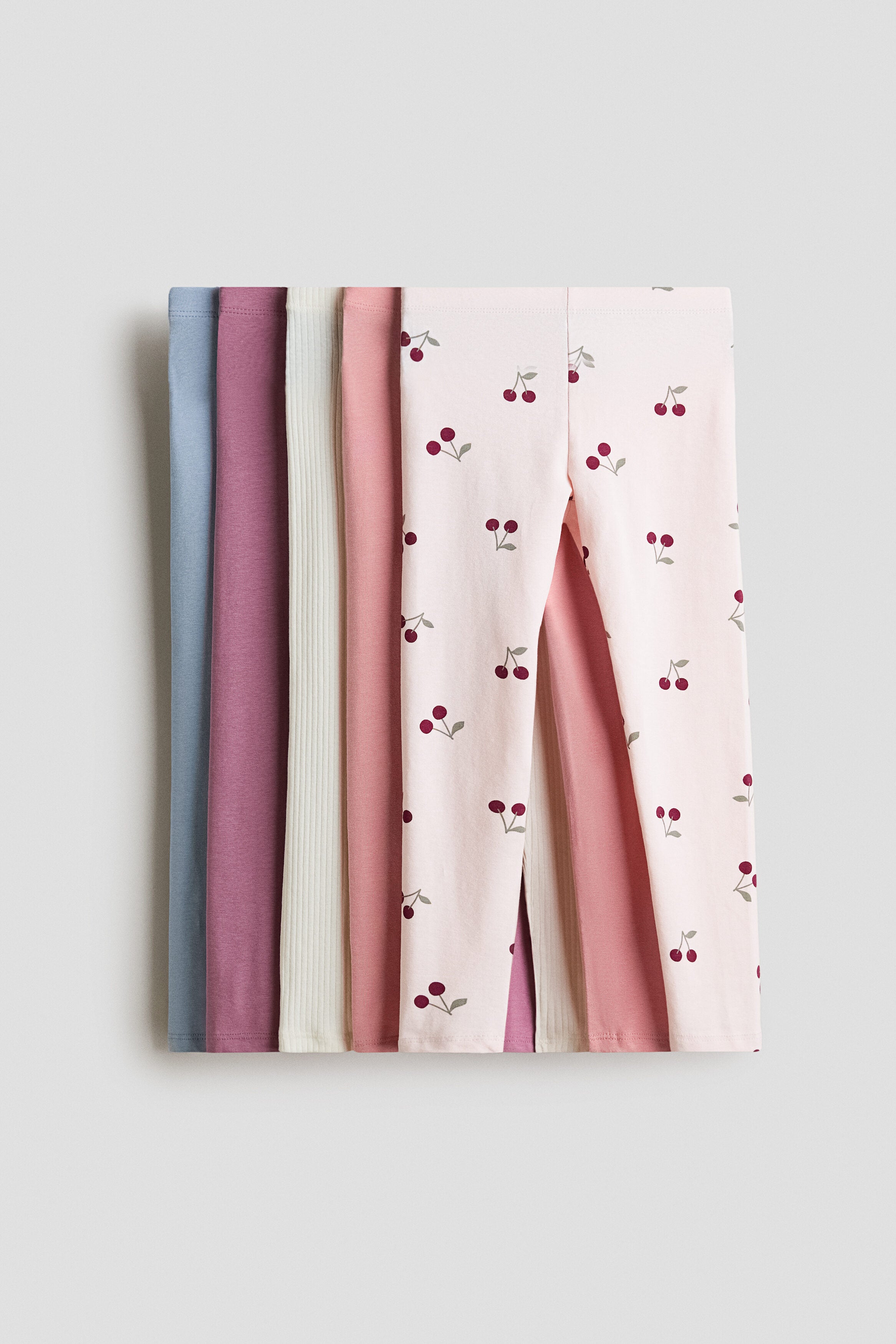 5-pack jersey leggings - Light Pink Cherries / 1.5-2 Years