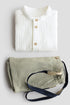 2-piece set with braces - Light Khaki Green White / 4-6 Months
