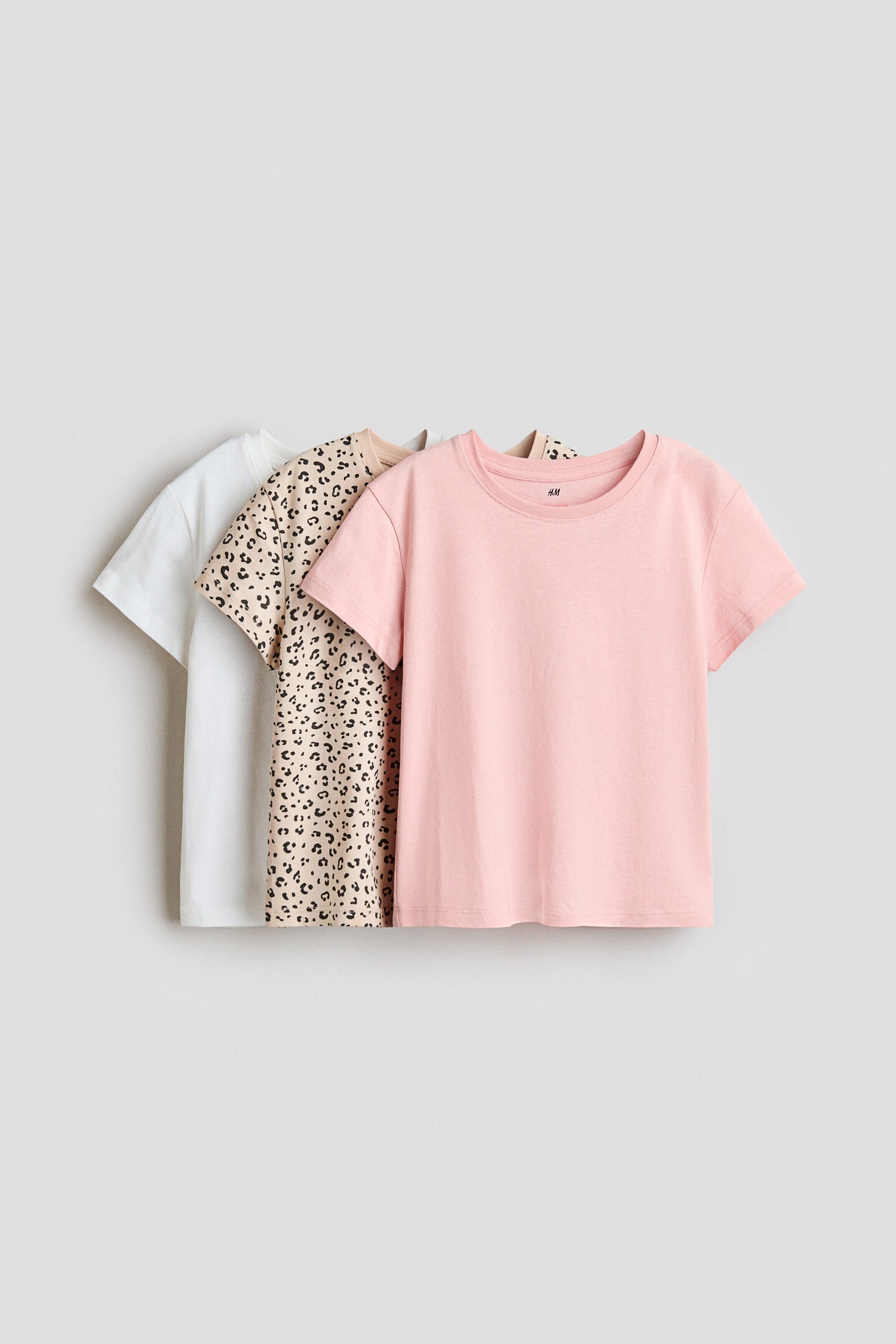 3-pack T-shirts - Light Beige Leopard Print / 1.5-2 Years