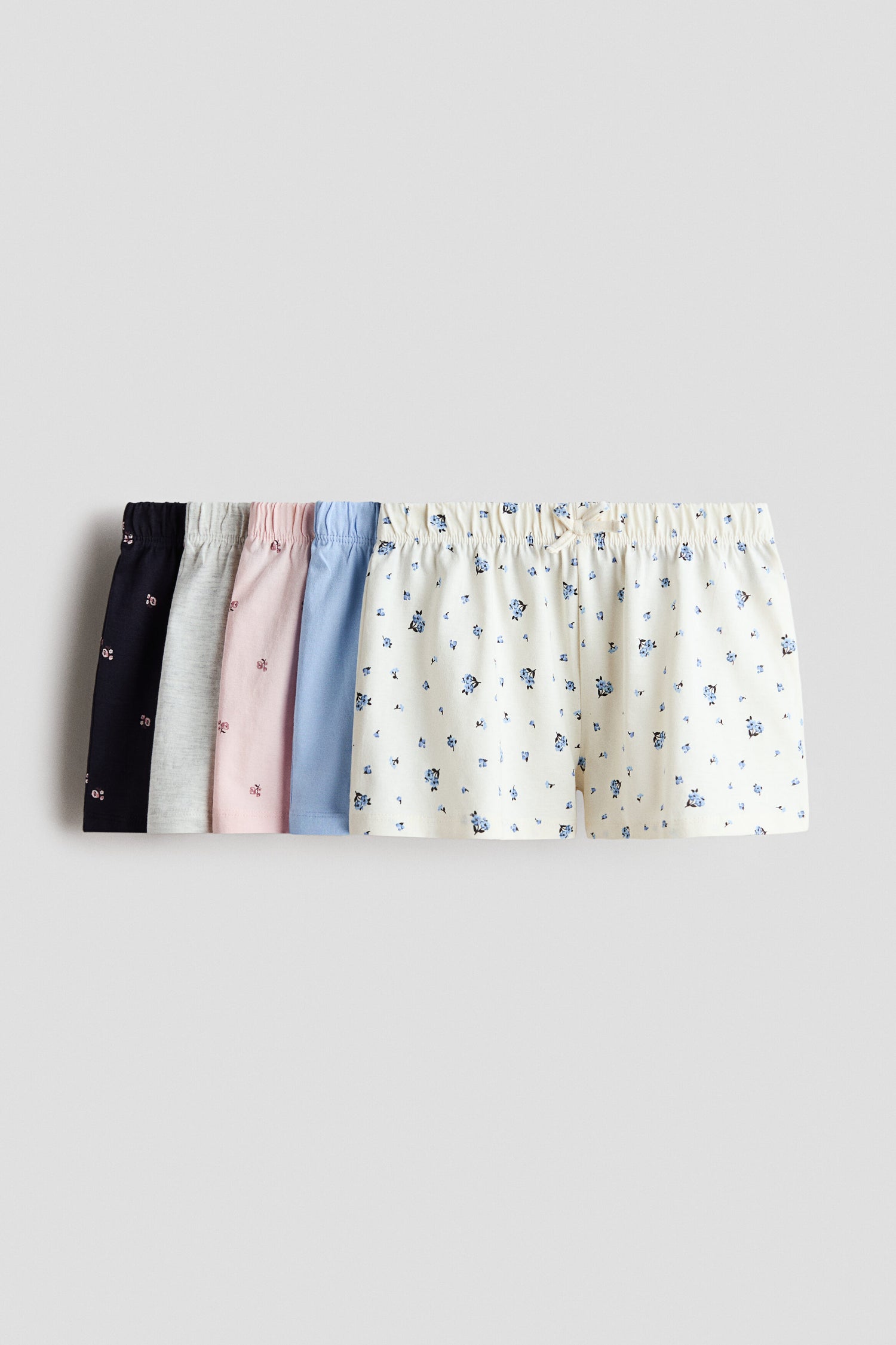 5-pack cotton shorts - Blue Floral / 9-10 Years