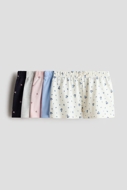 5-pack cotton shorts - Blue Floral / 9-10 Years