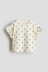 Flutter-sleeved top - Cream Spotted / 2-4 Years