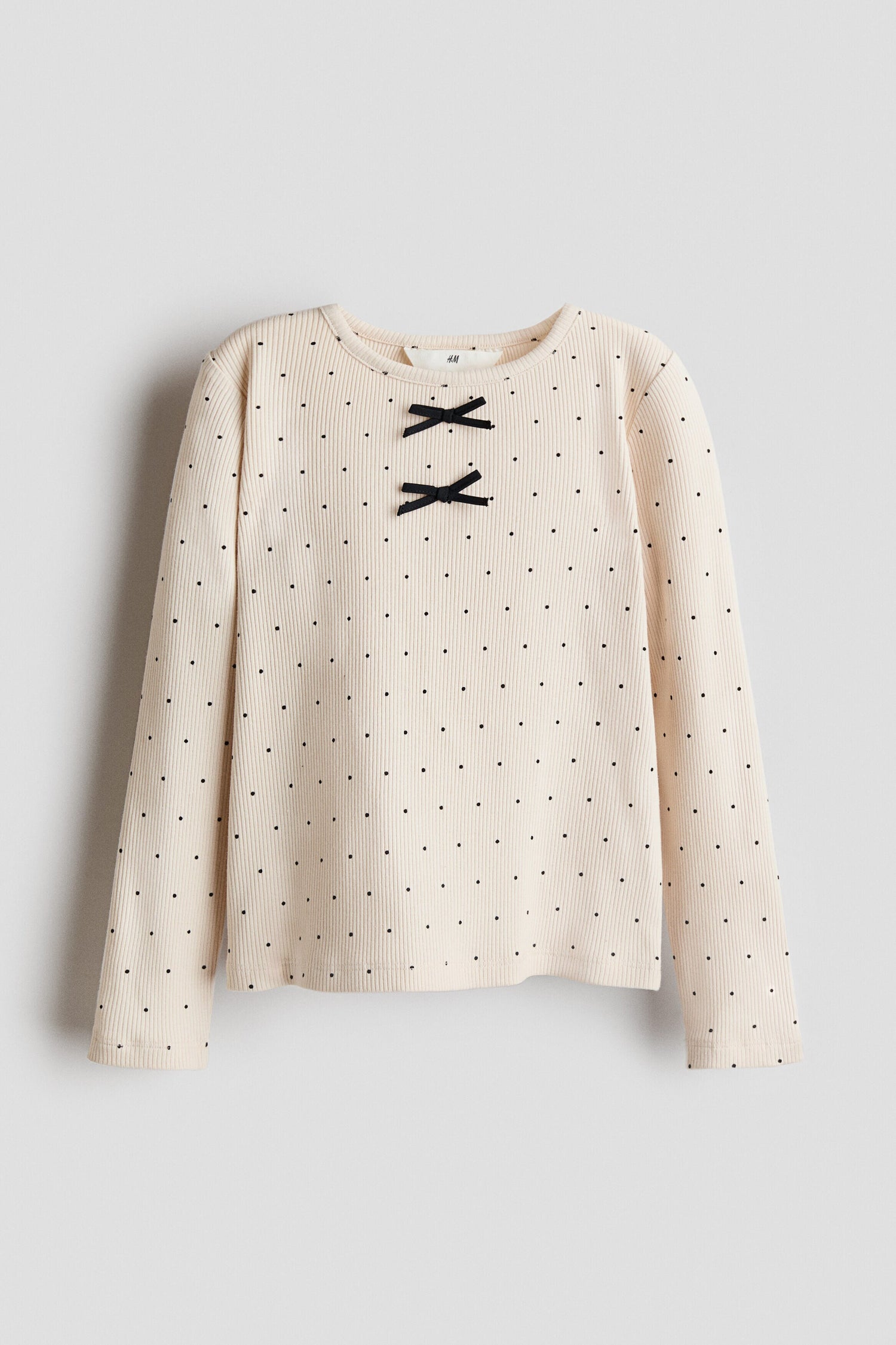 Ribbed cotton top - Light Beige Spotted / 1.5-2 Years