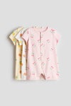 3-pack short cotton sleepsuits