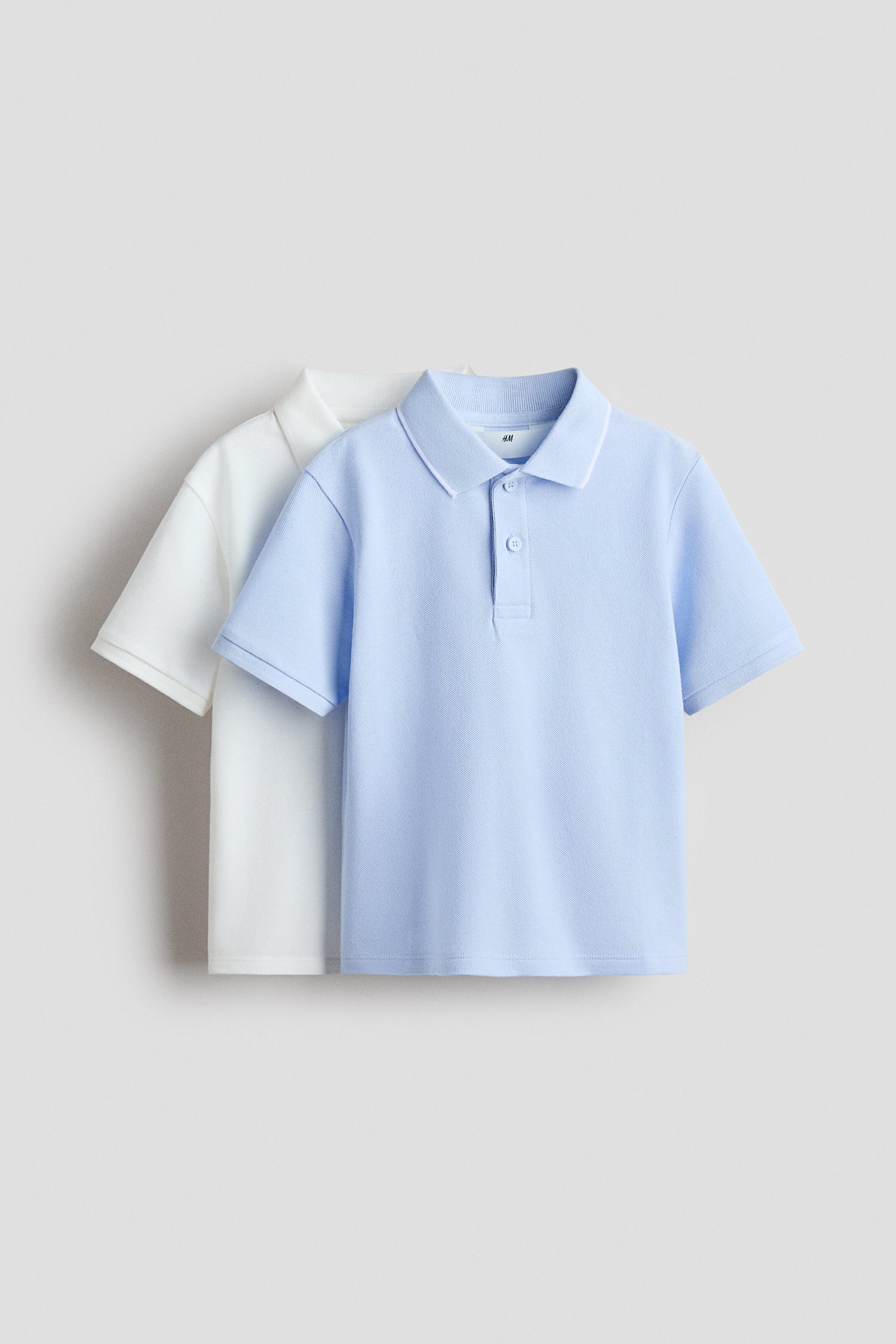 2-pack cotton piqué polo shirts - Light Blue White / 1.5-2 Years