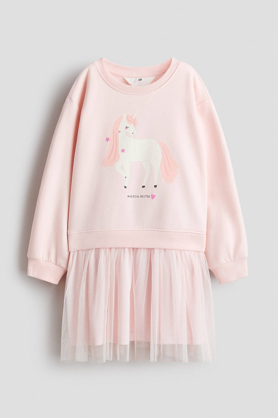 Tulle-skirt sweatshirt dress - Light Pink Unicorn / 1.5-2 Years