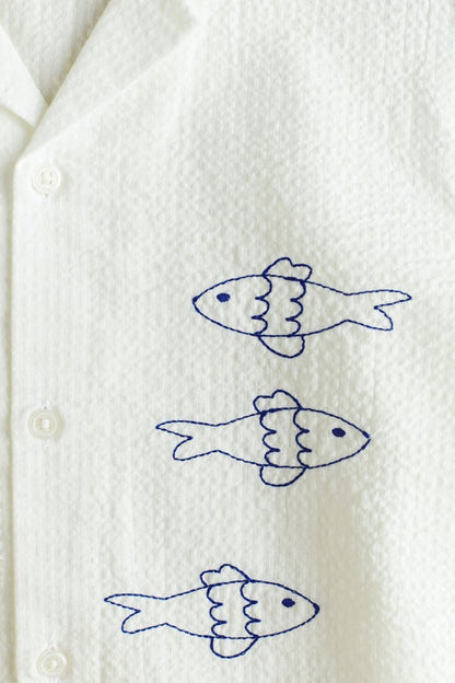 Embroidered cotton resort shirt