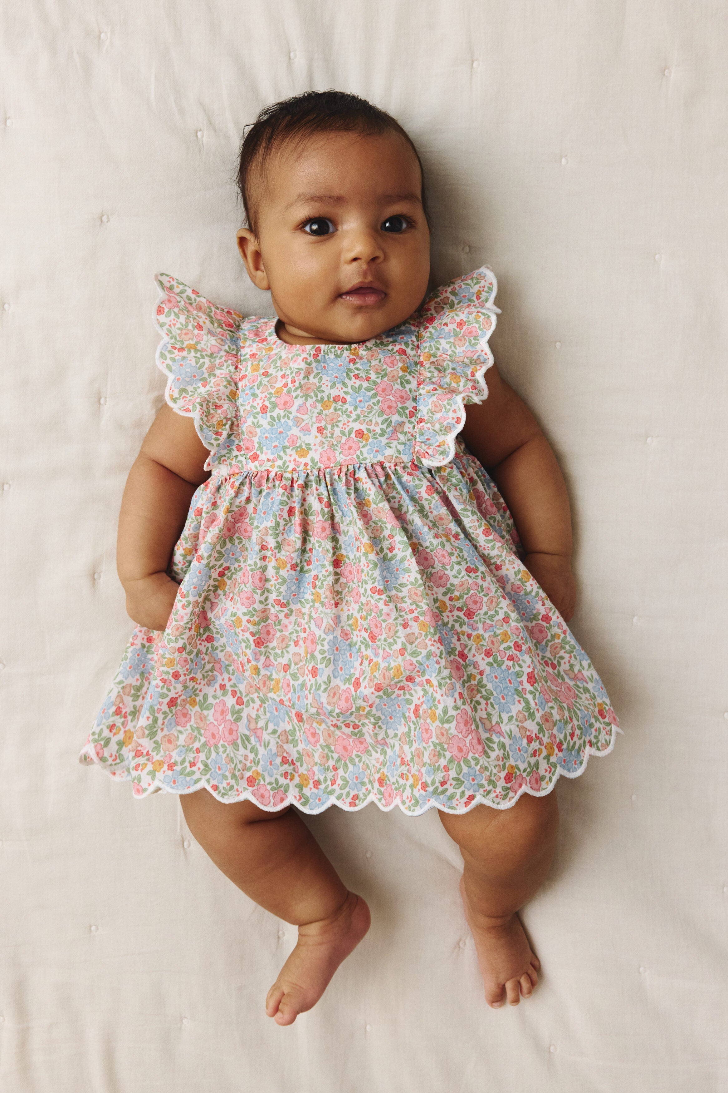 Frill-trimmed bodysuit dress - 0-1M