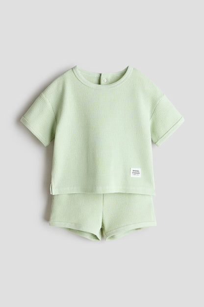 2-piece waffled cotton set - 12M