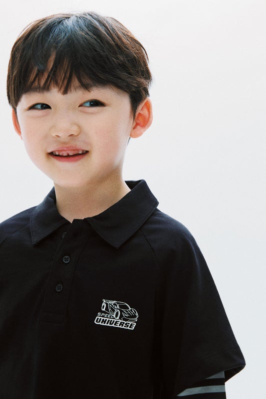 Printed layered polo shirt