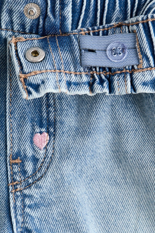 Embroidered denim shorts