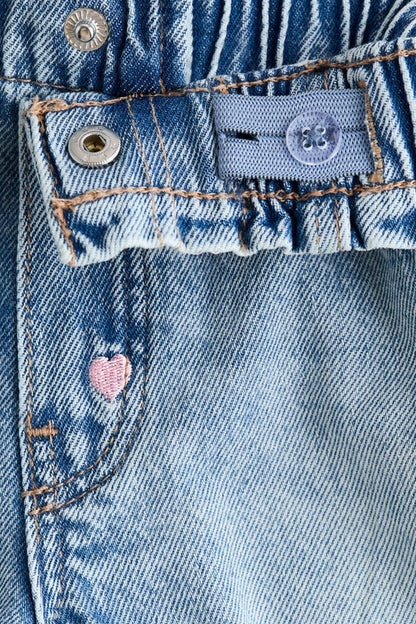 Embroidered denim shorts