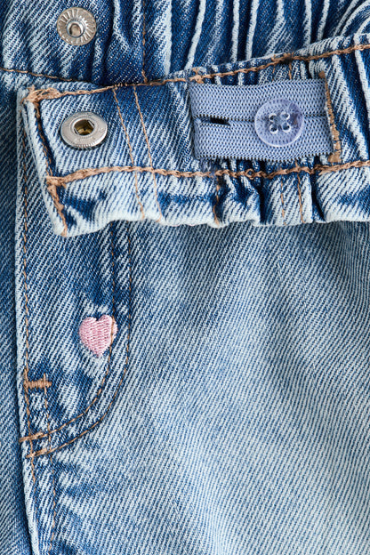 Embroidered denim shorts