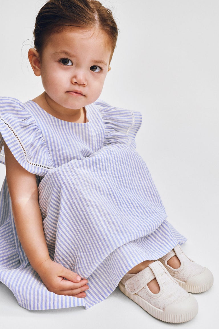 Flounce-trimmed cotton dress Image 3 of 6
