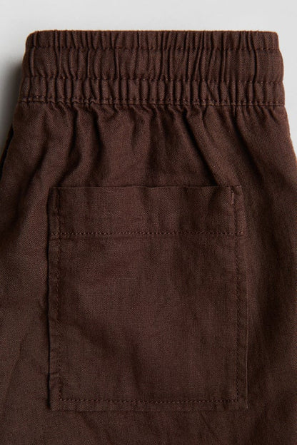 Linen-blend drawstring shorts