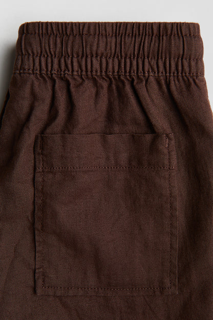 Linen-blend drawstring shorts