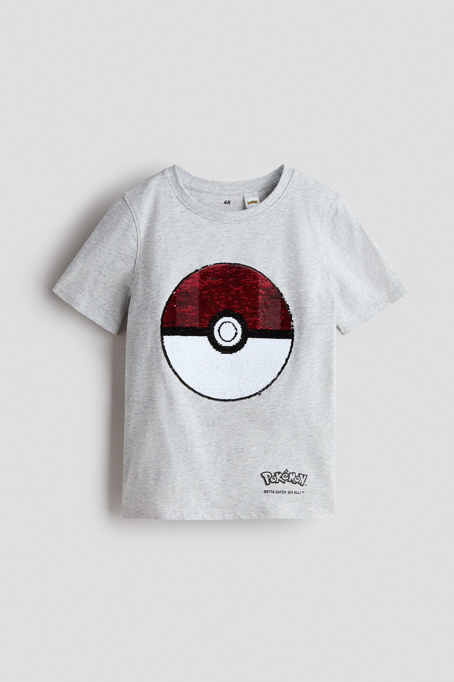 Reversible sequin T-shirt - Light Grey Marl Pokemon 0 / 8-10 Years