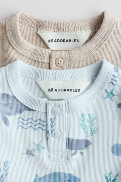 2-pack cotton Henley tops