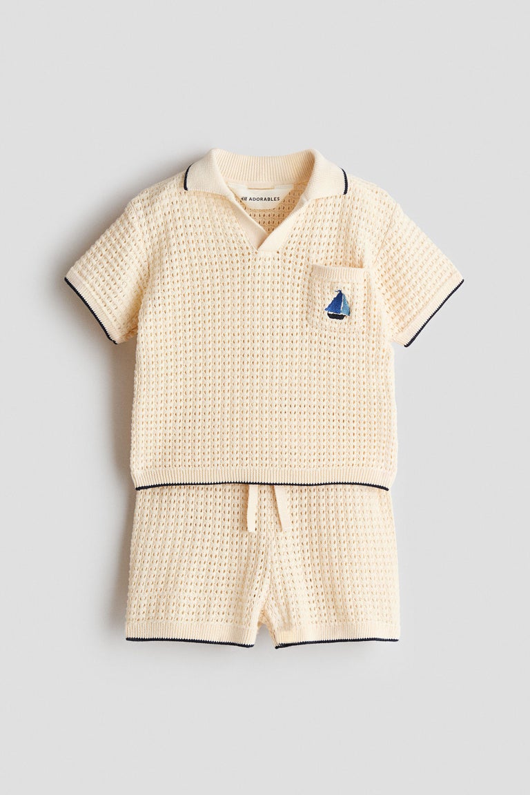 2-piece hole-knit cotton set Image 4 of 6
