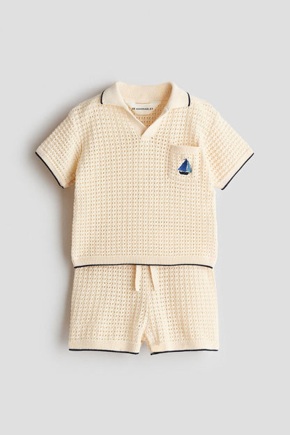 2-piece hole-knit cotton set Image 4 of 6