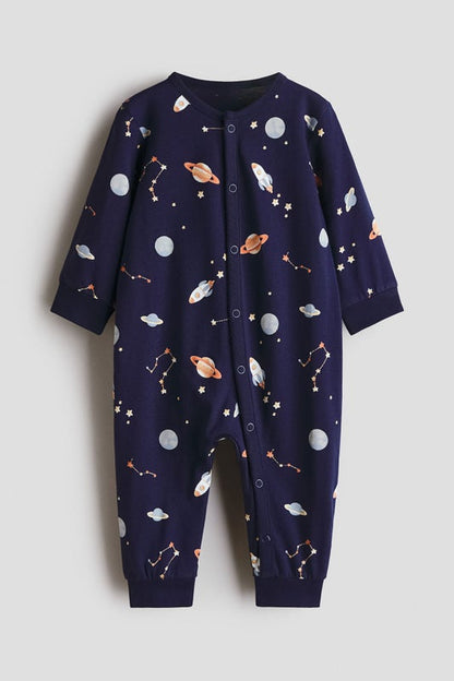 Frill-detail cotton sleepsuit