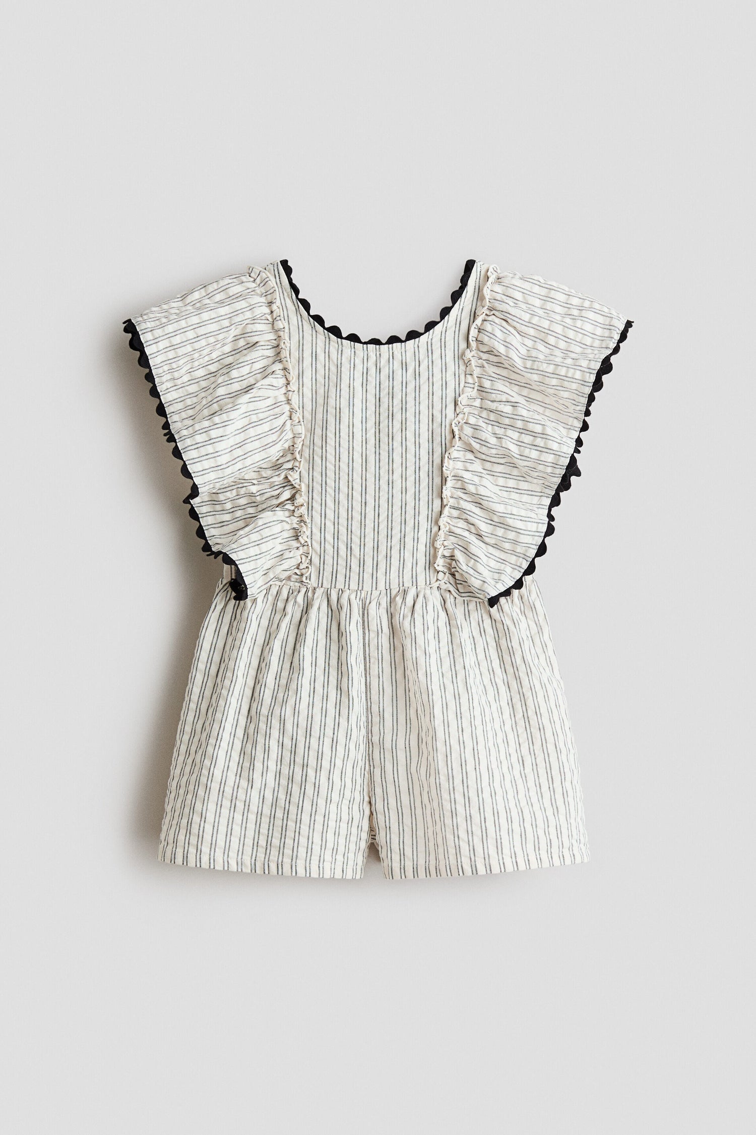 Cotton jumpsuit - Cream Black Striped / 9-10 Years