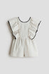 Cotton jumpsuit - Cream Black Striped / 9-10 Years