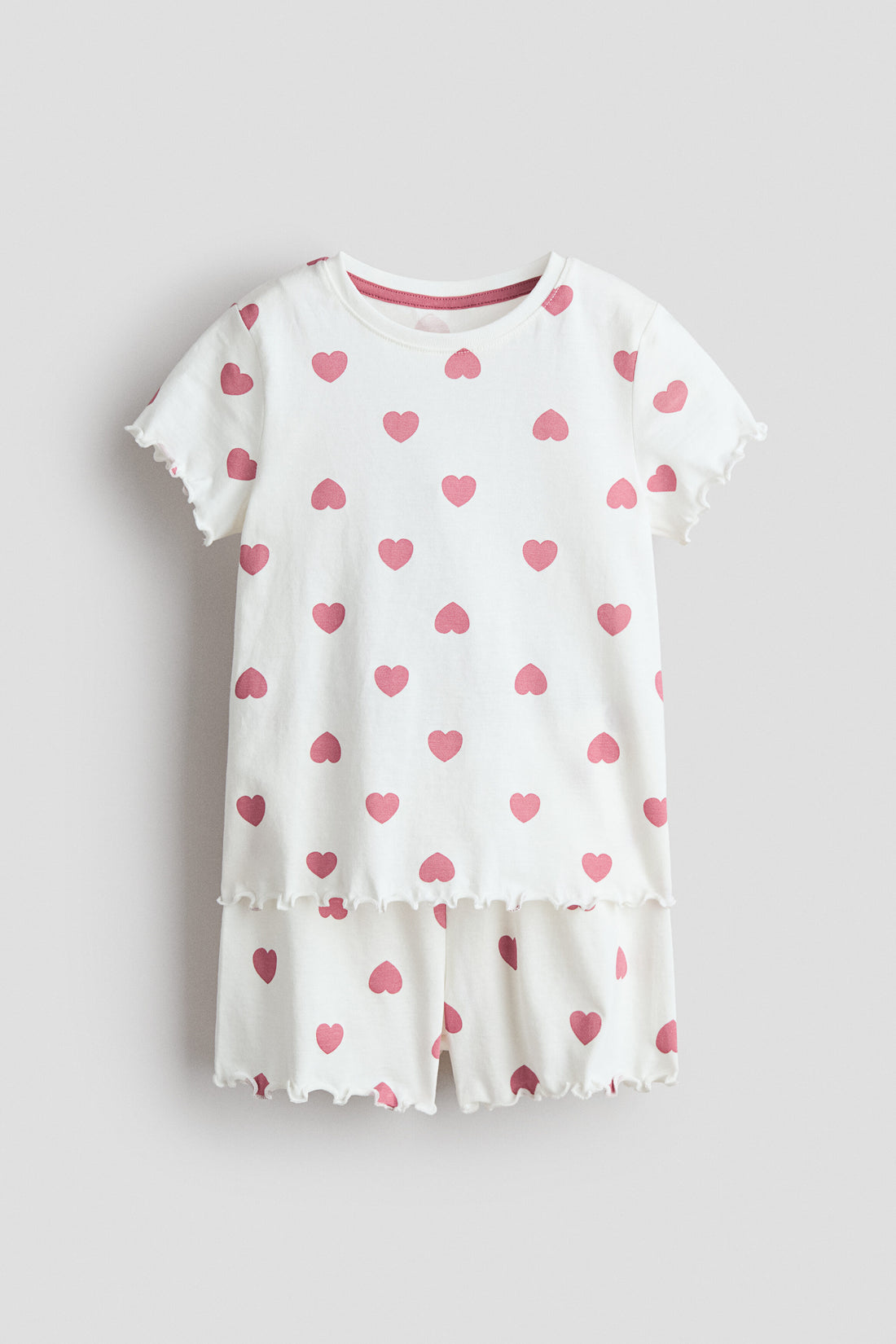 Pointelle pyjamas - White Pink Hearts / 1.5-2 Years