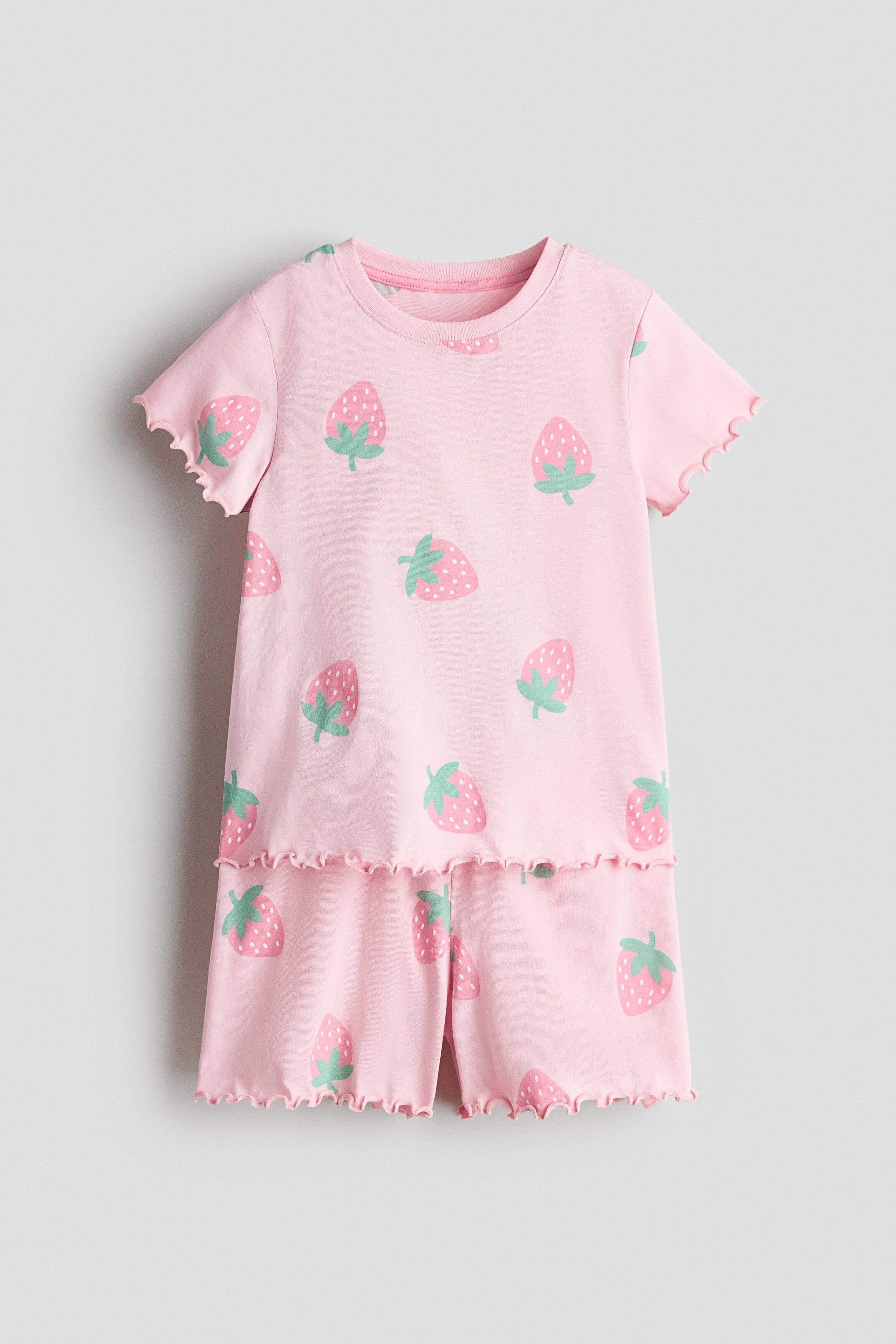 Pointelle pyjamas - Light Pink Strawberries 0 / 1.5-2 Years