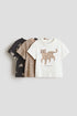 3-pack printed T-shirts - White Leopard / 8-10 Years