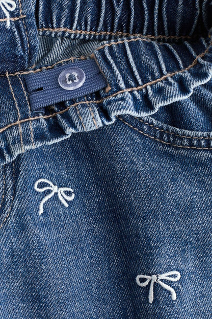 Embroidered denim shorts