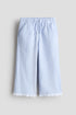 Lace-trimmed seersucker trousers - Light Blue Striped / 1.5-2 Years