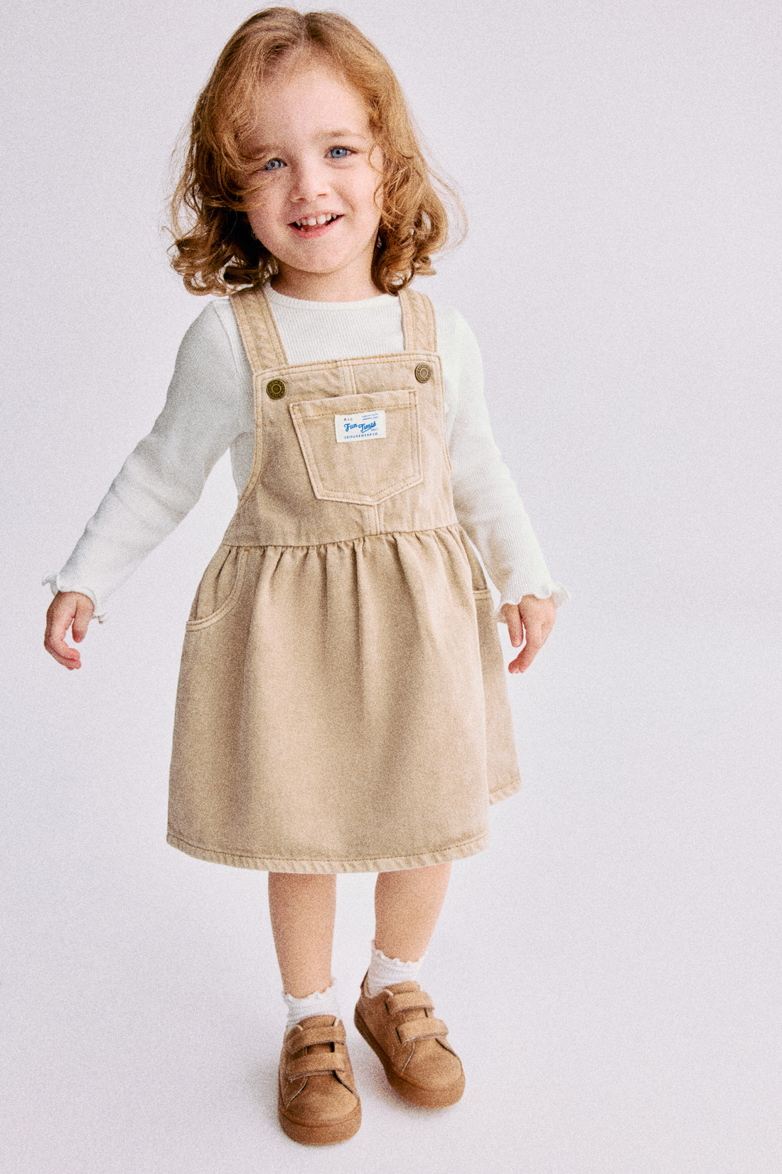 2-piece dungaree dress and top set