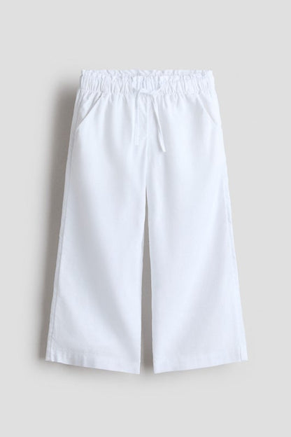 Linen-blend drawstring trousers