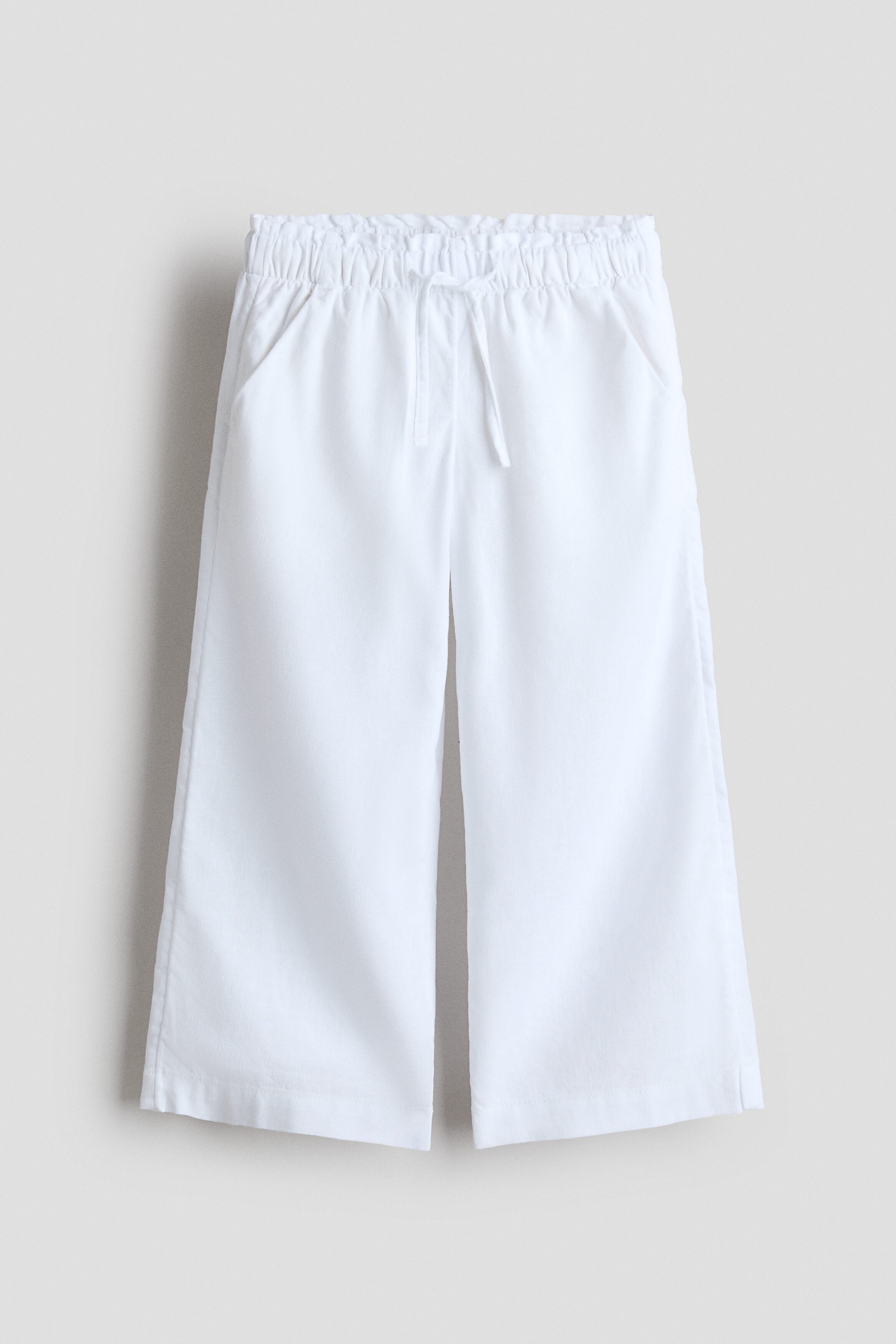 Linen-blend drawstring trousers