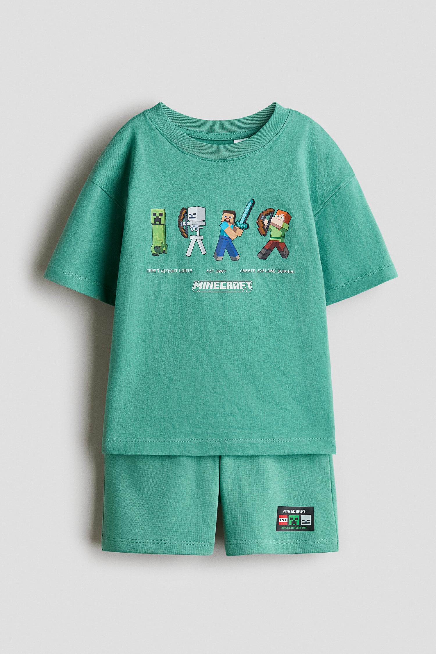 2-piece printed set - Green Minecraft / 9-10 Years