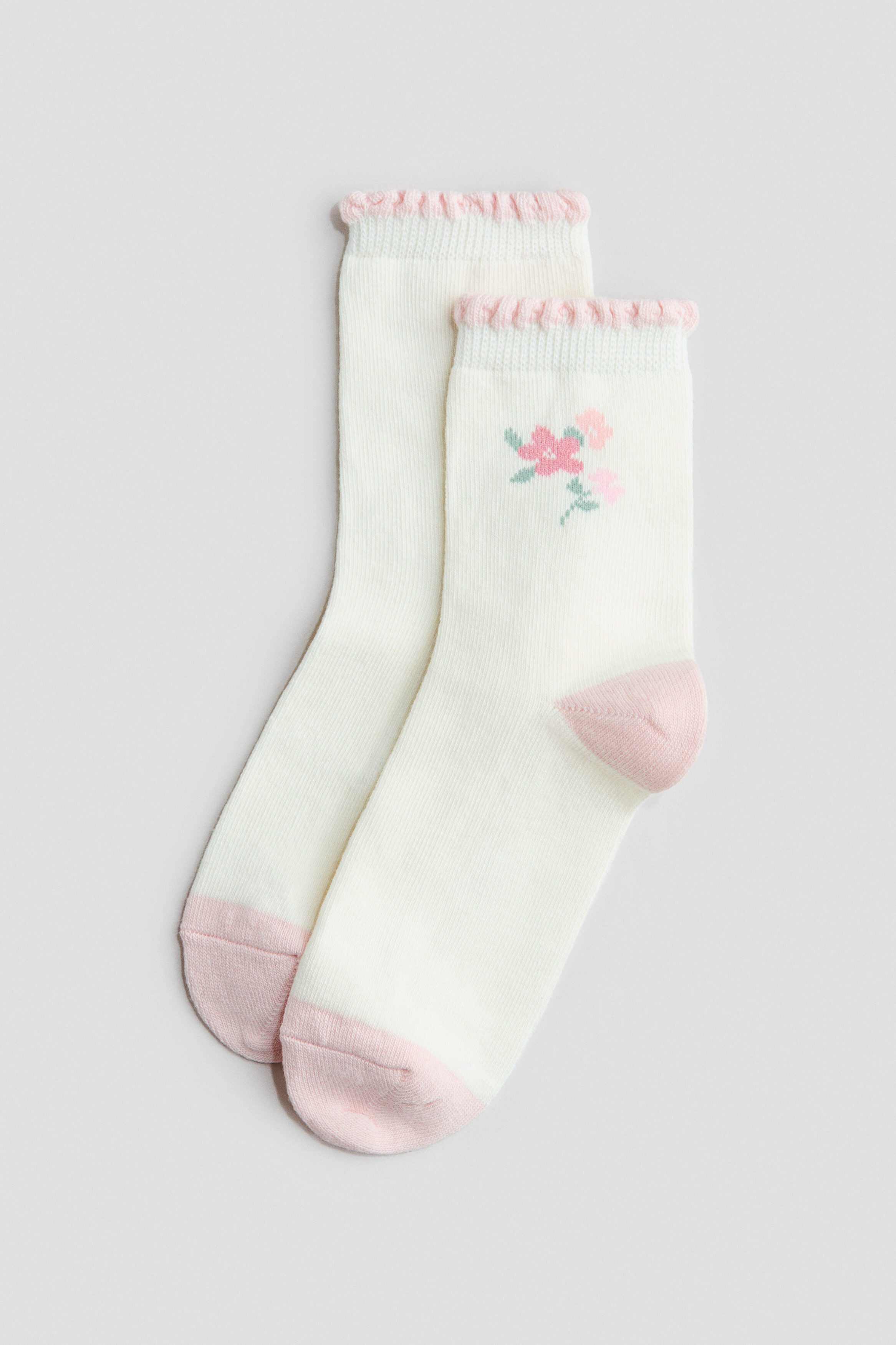 7-pack socks - Cream Floral / 1.5-3.5