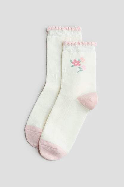 7-pack socks - Cream Floral / 1.5-3.5