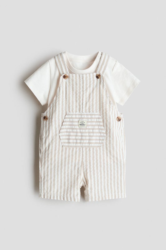 2-piece dungaree shorts and T-shirt set