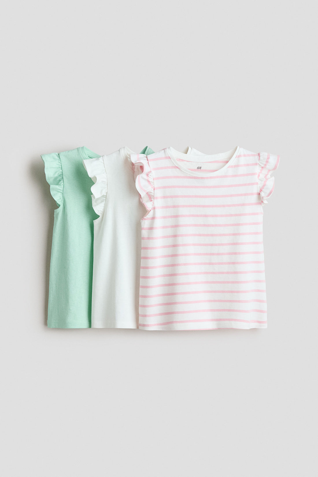 3-pack flutter-sleeved tops - Striped / 1.5-2 Years