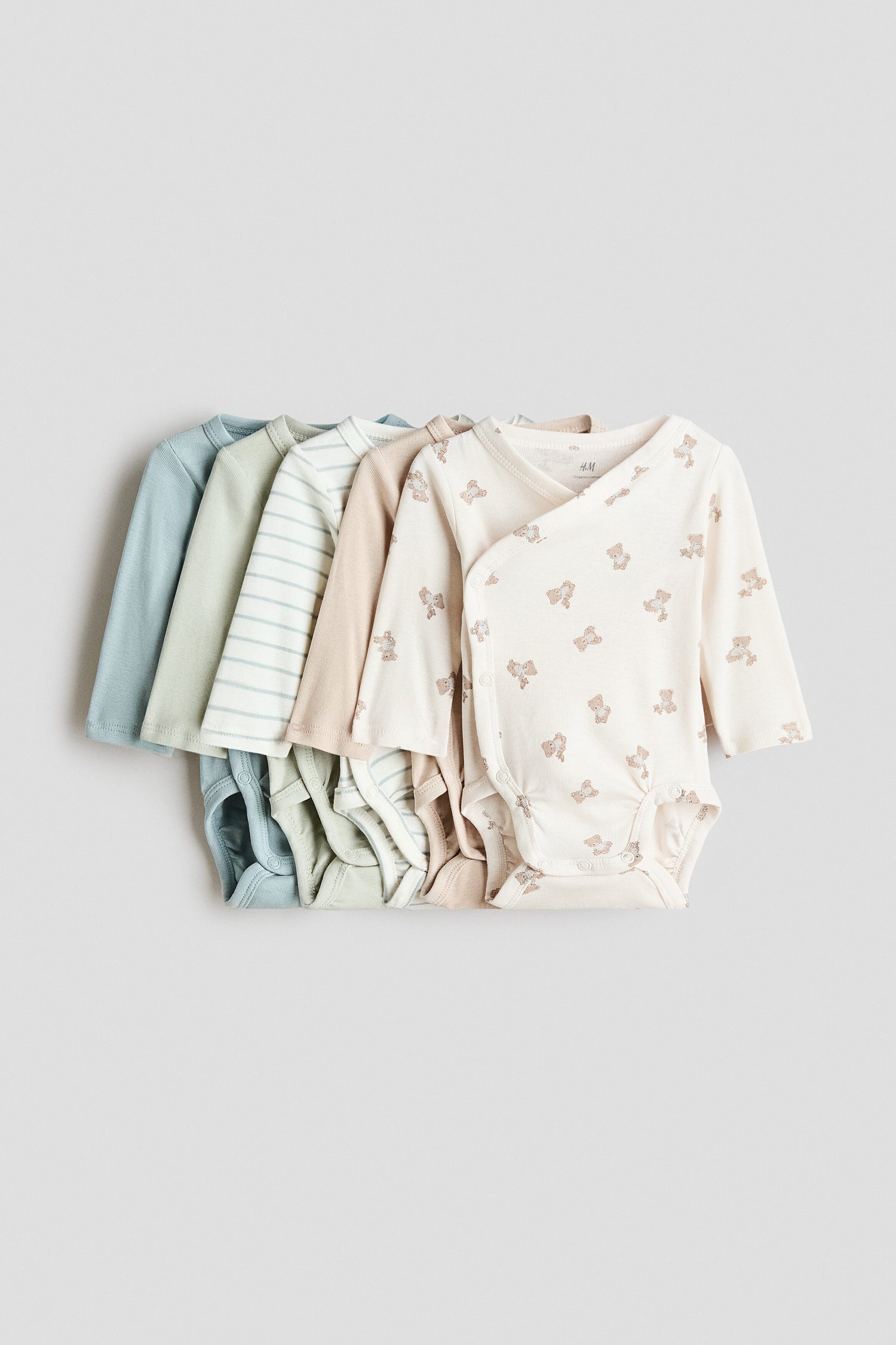 5-pack wrapover bodysuits - 5 Pack Wrapover Bodysuits Turquoise Teddy Bears / 4-6 Months