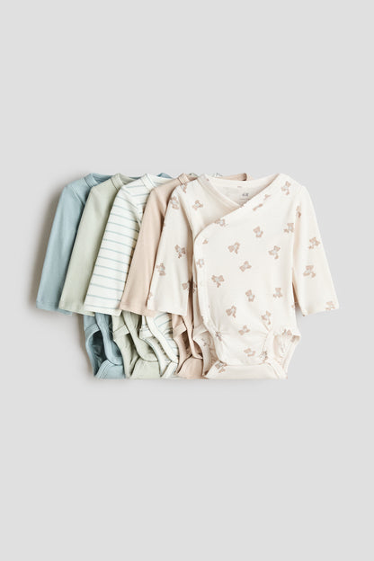 5-pack wrapover bodysuits - 5 Pack Wrapover Bodysuits Turquoise Teddy Bears / 4-6 Months