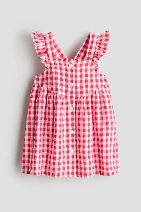 Flounce-trimmed cotton dress