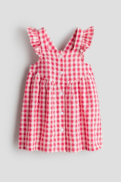 Flounce-trimmed cotton dress