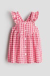 Flounce-trimmed cotton dress